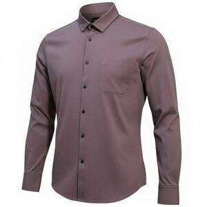 Mizzen + Main Nolan Trim Fit Snap Front Dress Shirt No Tuck Purple Men's Size L